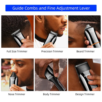 Waterproof 11-in-1 Men's Grooming Kit Cordless Rechargeable Trimmer Black-2