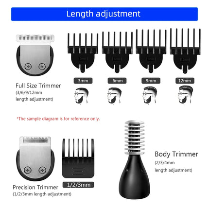 Waterproof 11-in-1 Men's Grooming Kit Cordless Rechargeable Trimmer Black-3
